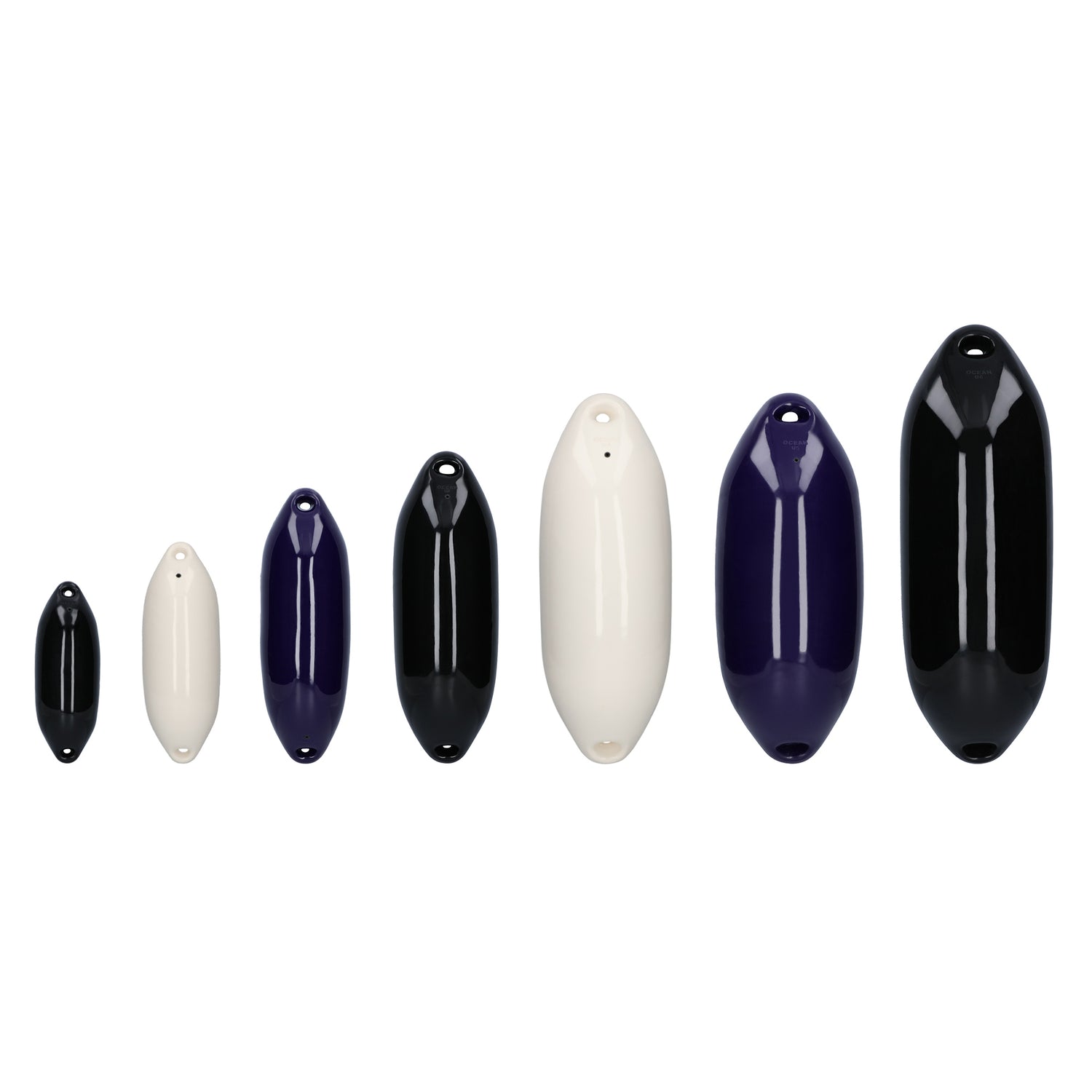 Fender Ocean Utility Fender für Segel- und Motorboote, UV-beständig, einfacher Einsatz durch zuverlässiges Gummiventil - 10 x 33 cm - 22 x 76 cm, schwarz, blau, weiß