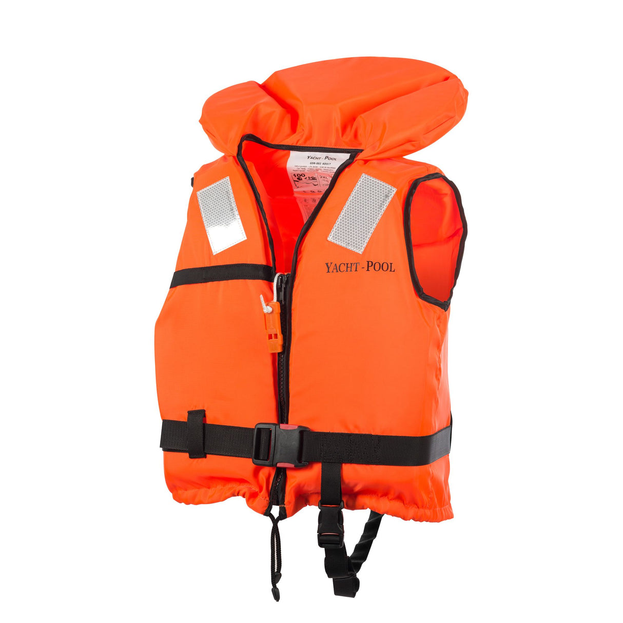 YACHT-POOL Feststoff-Rettungsweste 100N - zertifiziert nach EN ISO 12402-4, optimales Sicherheitskonzept mit reflektierenden Streifen und Signalpfeife -
