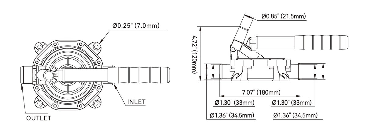 SEAFLO Handlenzpumpe 46 l/min, selbstansaugende Lenzpumpe, kompakt und vielseitig einsetzbar - (Optional mit Ersatzmembrane)