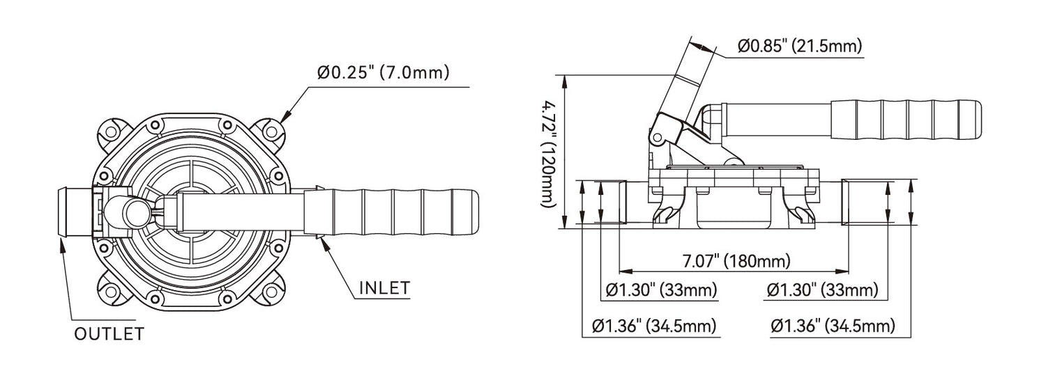 SEAFLO Handlenzpumpe 46 l/min, selbstansaugende Lenzpumpe, kompakt und vielseitig einsetzbar - (Optional mit Ersatzmembrane)