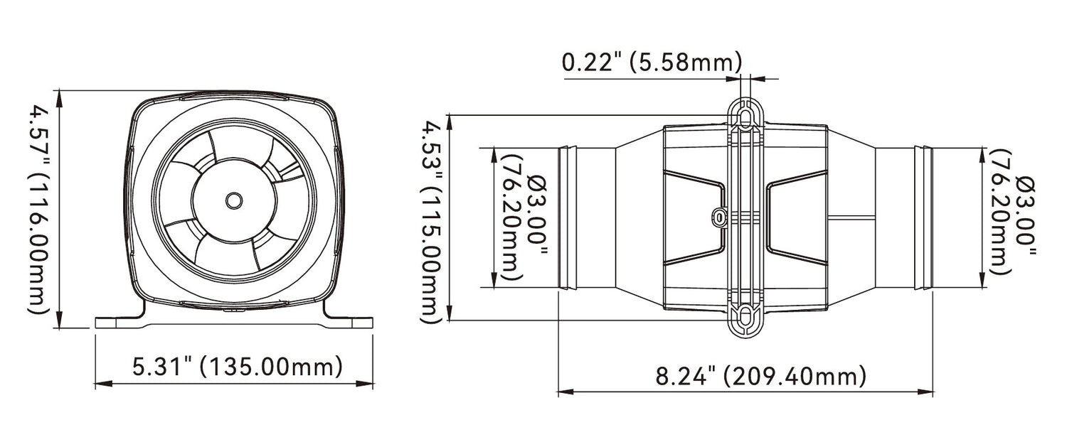 SEAFLO® Blower Motorraumlüfter - 3"/4" - 12/24V - hoher Luftstrom, langlebig, effiziente Kühlung - (Optional mit <Zubehör>)