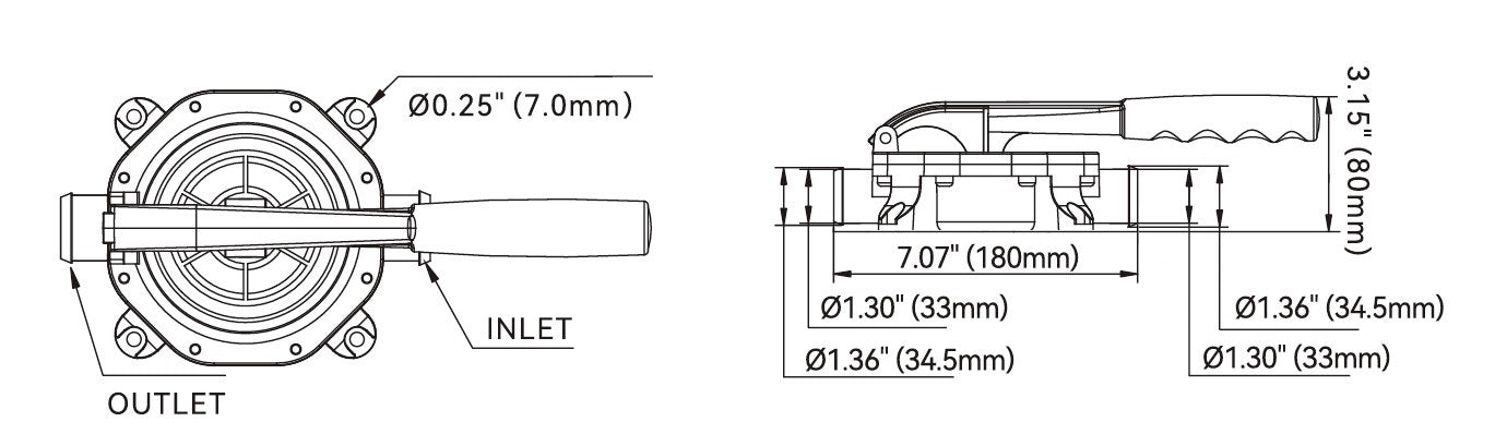 SEAFLO Handlenzpumpe 46 l/min, selbstansaugende Lenzpumpe, kompakt und vielseitig einsetzbar - (Optional mit Ersatzmembrane)