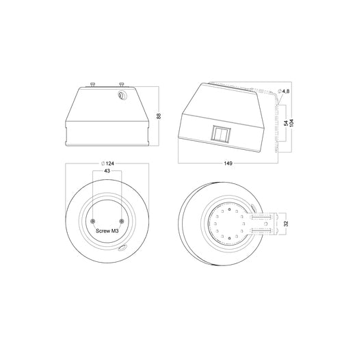 Aqua Signal Deckstrahler Weiß 24V 50W, Außenleuchte stoßfest rostfrei, seewasserfest IP67