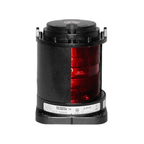 Aquasignal Navigationslaterne 55 BB 24V, Schiffsbordlicht, Mattes schwarzes Polycarbonat, IP56, Sichtbarkeitswinkel 112,5 Grad, für Schiffe 20-50m