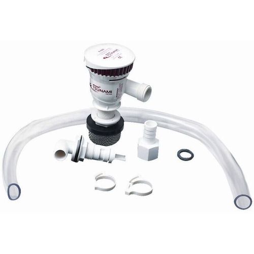 Attwood Bilgenpumpe 500 GPH Kit, Belüfterpumpe mit Gewindeauslass, inkl. Belüfter-Sprühkopf und Edelstahl-Schmutzfänger