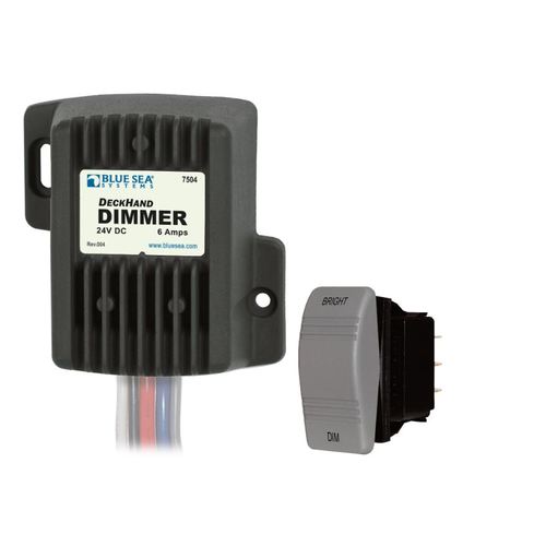 Blue Sea Dimmer DeckHand 6A 24V, LED-Controller, beleuchteter Ausgang, einstellbare Zeitverzögerung, speichert letzte Einstellung