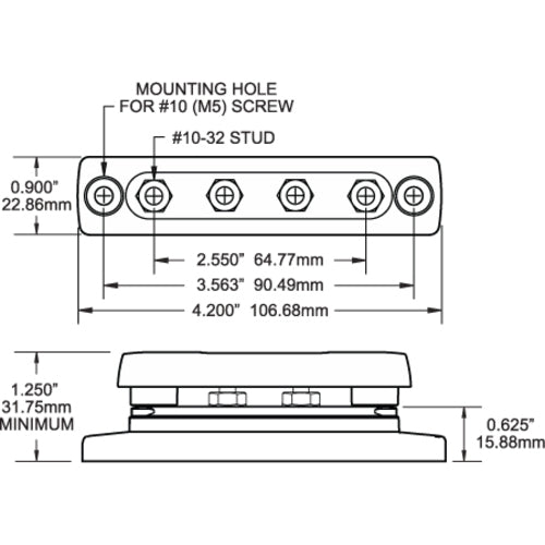 Blue Sea Sammelschiene 100-A Mini, Elektrische Verteilerleiste, Ideal für begrenzten Platzbedarf