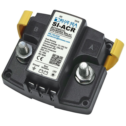 Blue Sea Automatic Charging Relay 12/24 Volt, Battery Isolator, Ignition-Proof and Hermetically Sealed