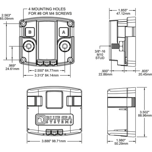 Blue Sea Automatic Charging Relay 12/24 Volt, Battery Isolator, Ignition-Proof and Hermetically Sealed