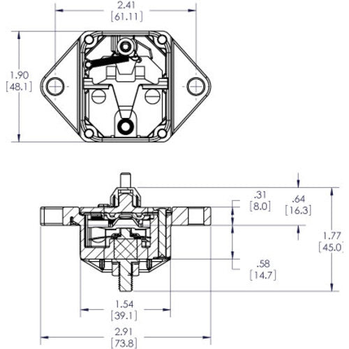 Blue Sea circuit breaker 100A, main switch, visible reset lever, ignition protected, weather resistant