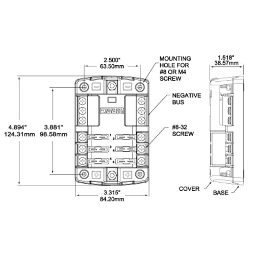 Blue Sea Fuse Block 6 Circuits Positive Distribution Bus, Blade Fuse Block, Meets ABYC/USCG Requirements