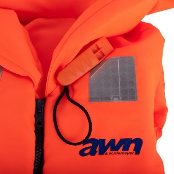 awn Feststoff-Rettungsweste Bravissimo mit Signalpfeife, klassische Schwimmweste für höchste Sichtbarkeit und zertifizierte Sicherheit -