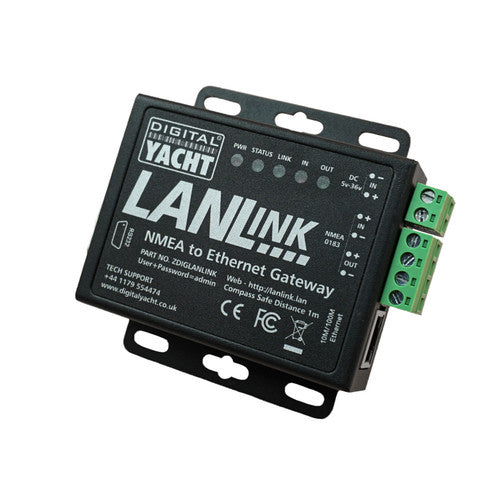Digital Yacht NMEA-zu-Ethernet Gateway LANLINK, NMEA Gateway, Einfache Web-Konfiguration für TCP/IP und UDP