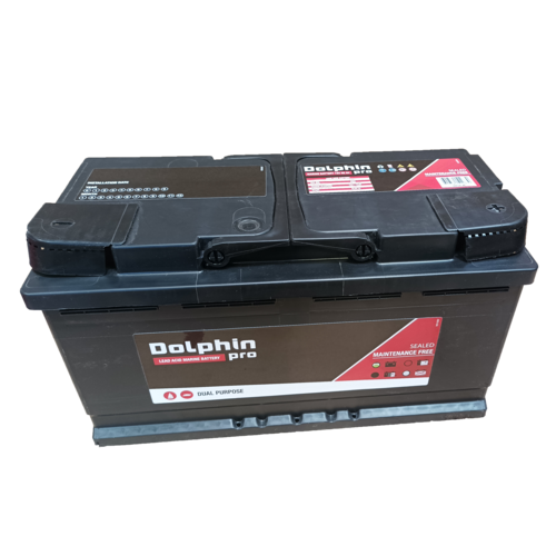 Dolphin PRO Marine Battery 90Ah 12V, marine battery, maintenance-free with charge indicator and handling handle