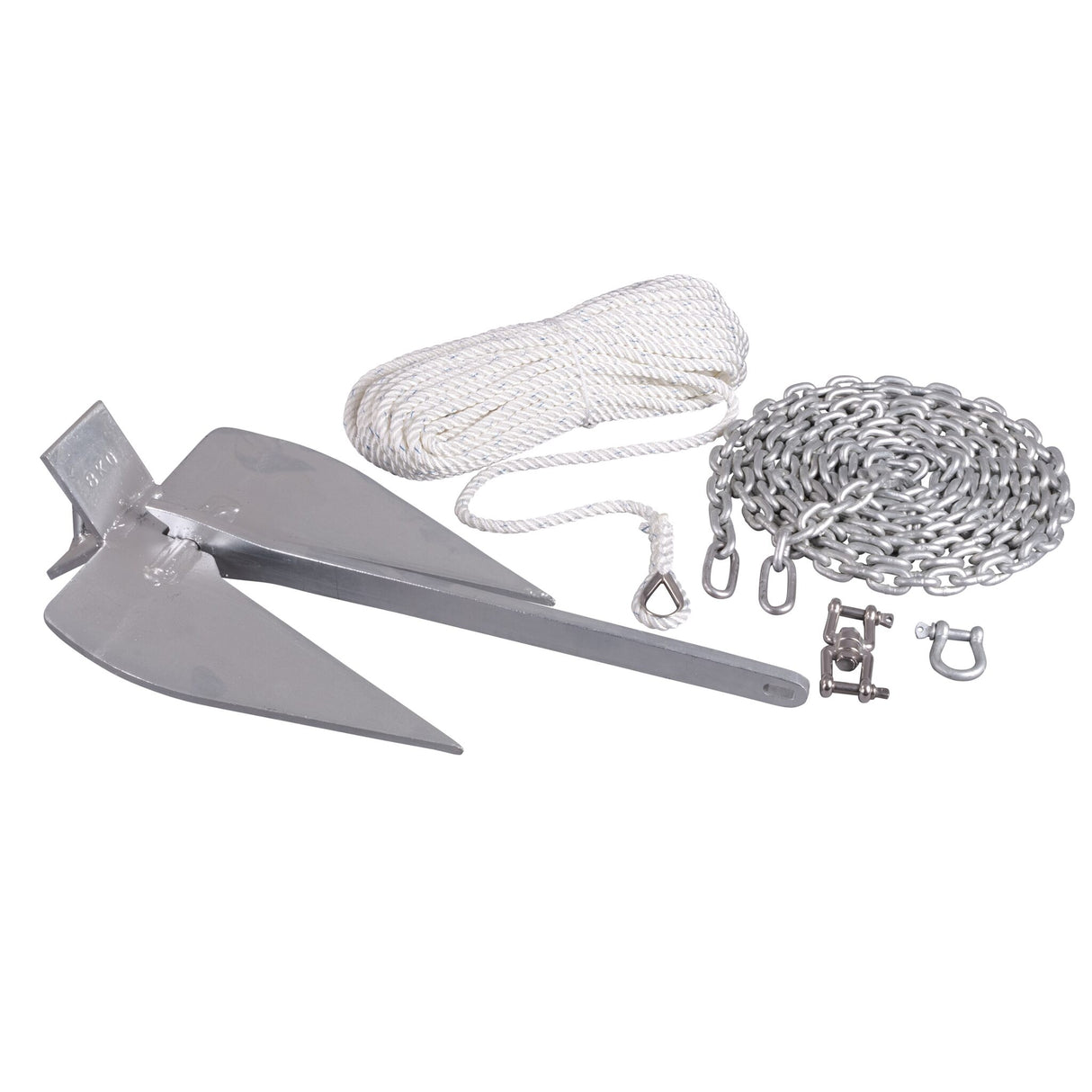 OceanTEC Plattenanker-Set Komplettset mit Anker, Zubehör und Ankerleine, robust und zuverlässig - 5.5 – 9 m (Optional mit Zubehör)