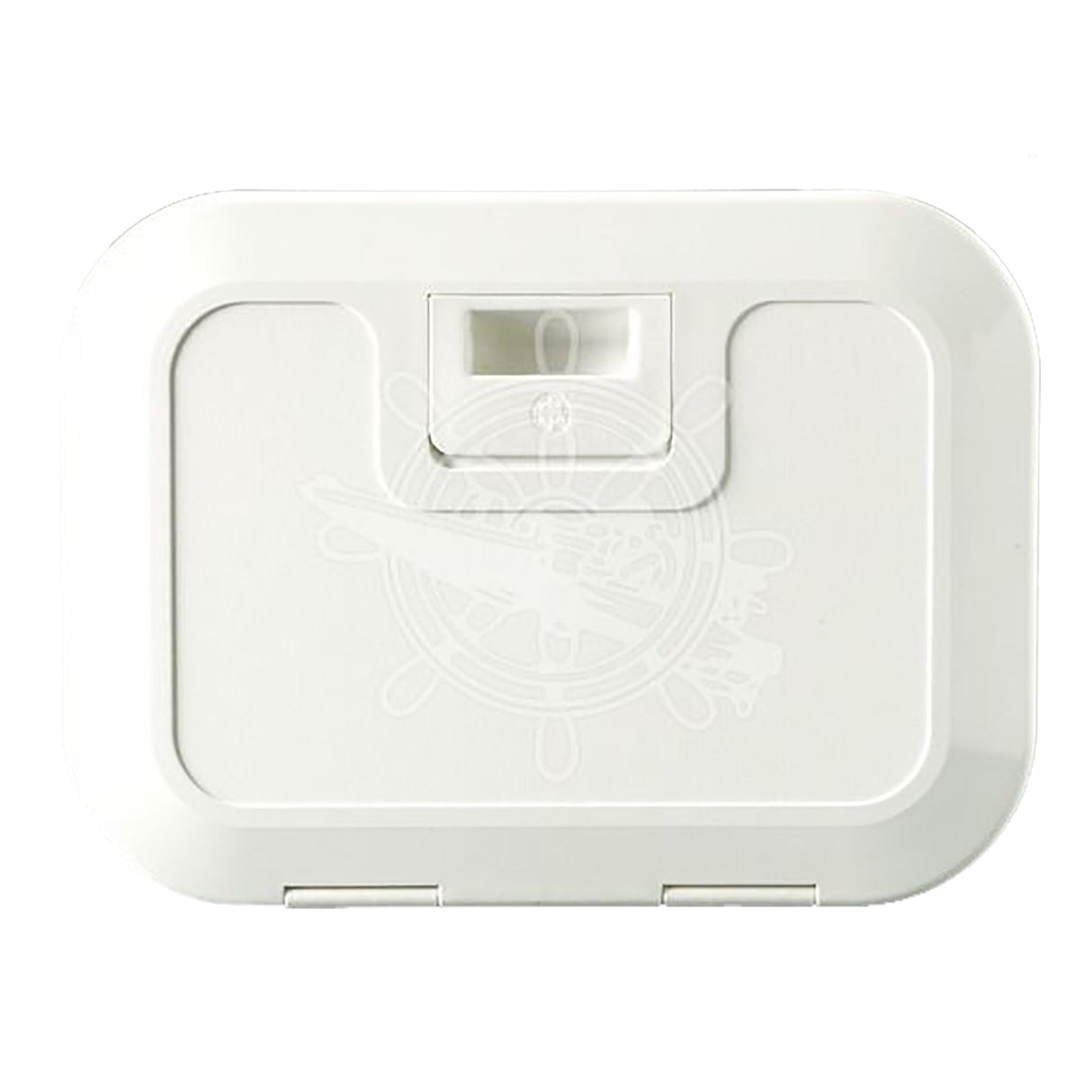 Polyethylene storage box with flap and storage compartment 380x280x240, resealable compartment, 180° opening angle