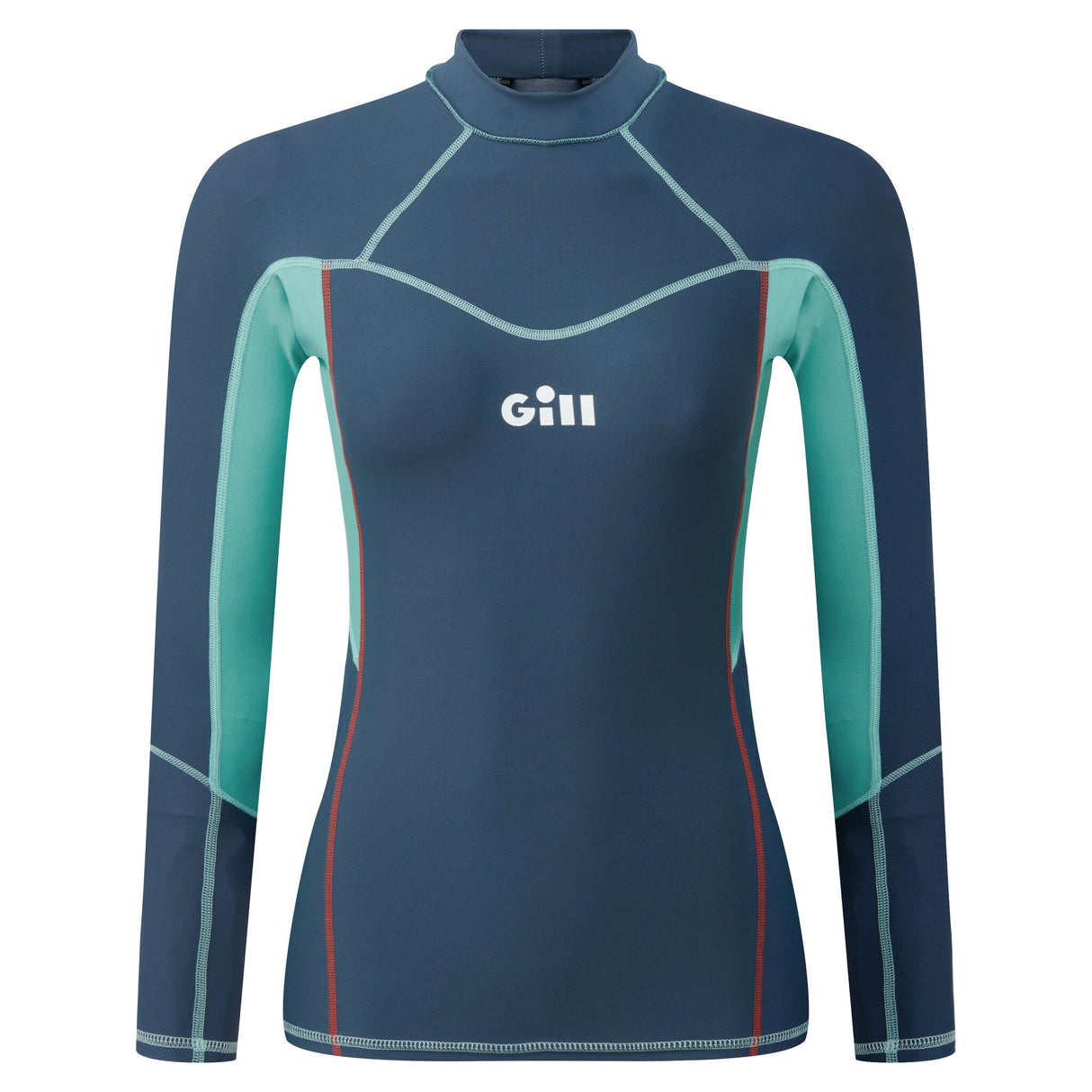 Gill Damen-Neoprenshirt PRO RASH VEST, langärmlig, hoher Kragen, UV-Schutz 50+ - 36 - 42 (ocean, weiß)