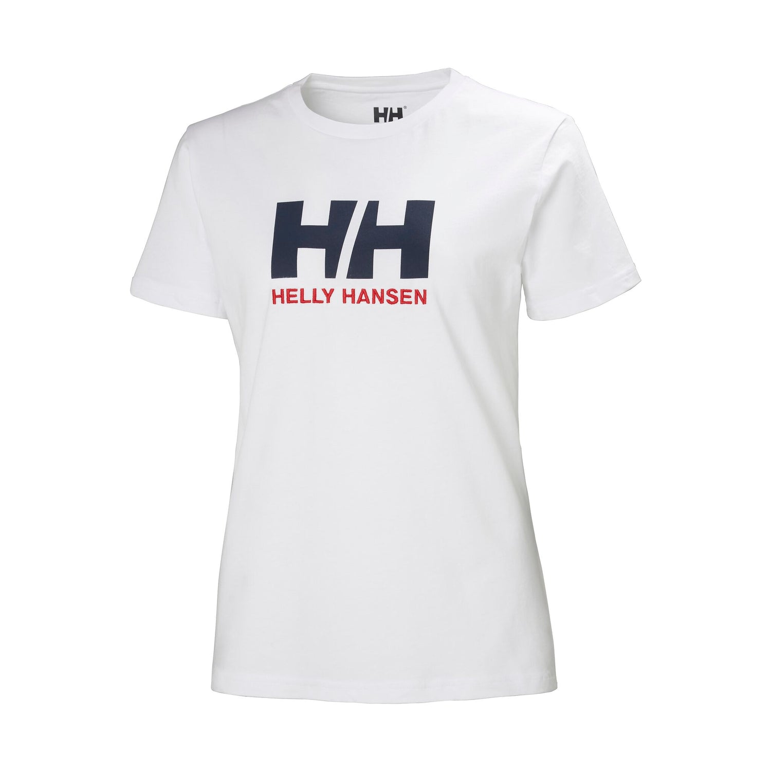 Helly Hansen Damen T-Shirt mit großem HH®-Logo, Bio-Baumwolle, ideal für maritimen Lifestyle - 36 - 44 (weiß, navy, rot)