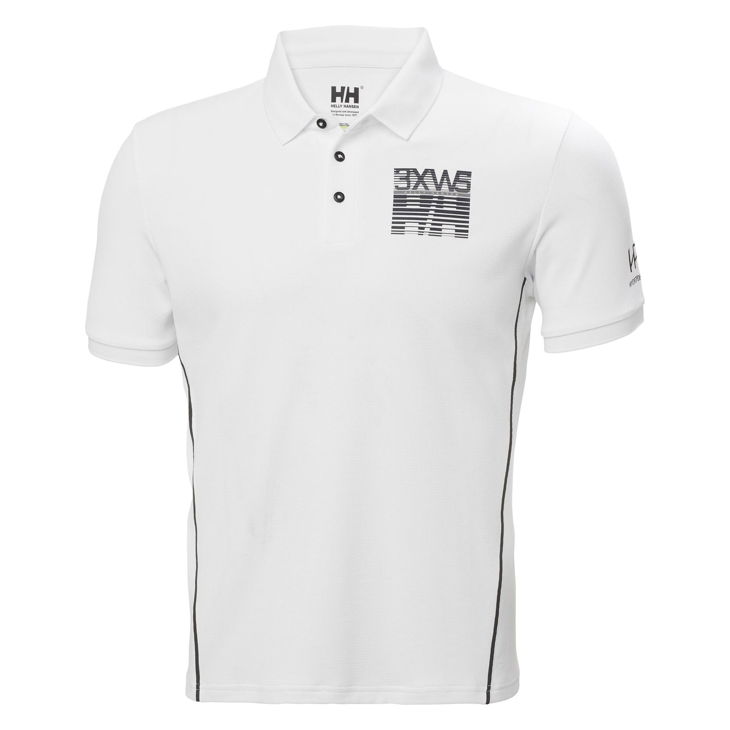 Helly Hansen Herren-Poloshirt HP RACING Tactel®, UV-Schutz UPF 40, sportliche Grafik - M – XXL ebony, marine, rot, navy, weiß