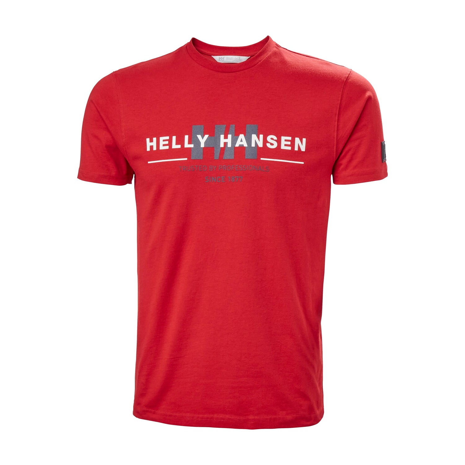 Helly Hansen Herren-T-Shirt aus 100 % Bio-Baumwolle, nachhaltiges T-Shirt, mit Logo-Druck - S – XL, rot, weiß, navy