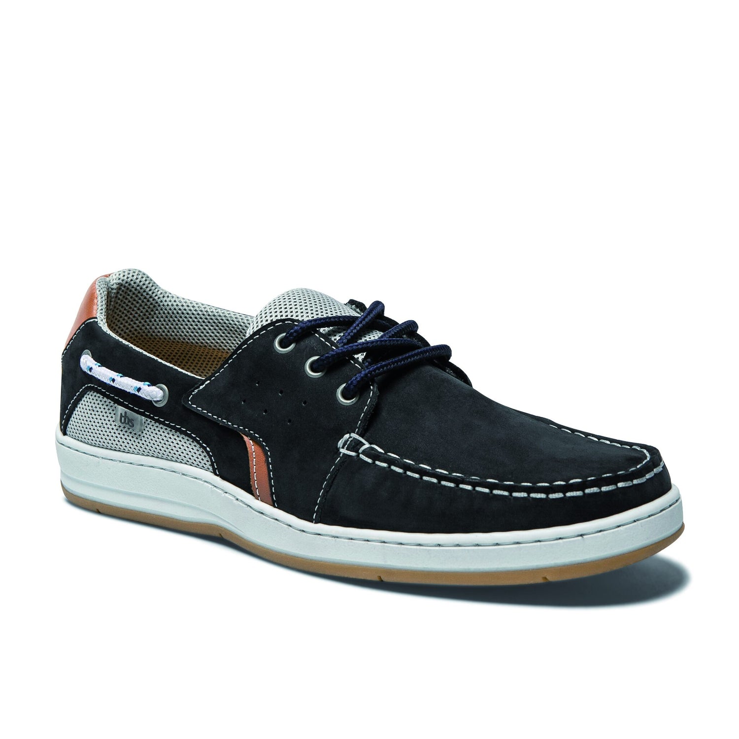 TBS Herren Bootsschuh SAFFORD aus hochwertigem Nubukleder, sportlich und komfortabel für den Alltag - 40 - 47 (beige, navy, braun)