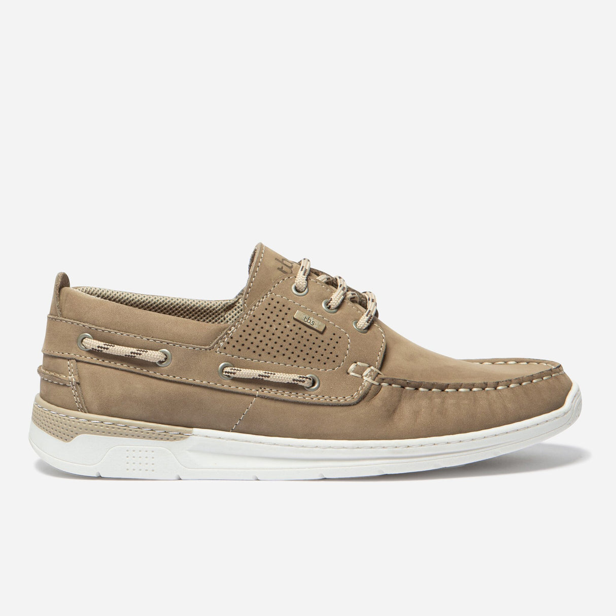 TBS Herren Bootsschuh MATBOAT Leder, klassischer Segelschuh mit rutschfester Tech-Sohle, optimaler Halt an Bord - 41 – 46 (beige, cognac-braun, navy)