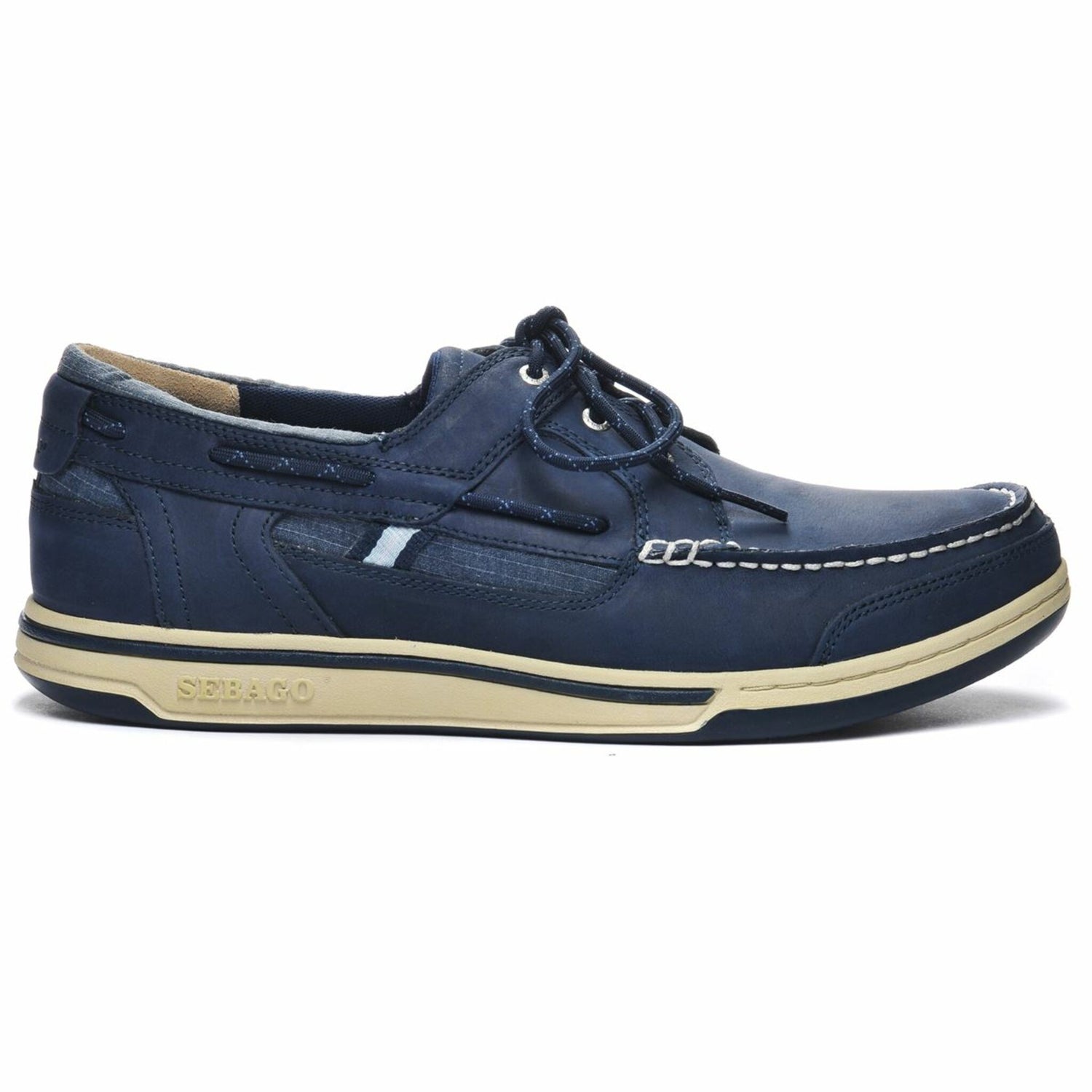 SEBAGO Herren-Bootsschuh Triton Three Eyelets, nautischer Stil, hochwertiges Leder, rutschfeste Gummisohle - 41 - 50,5 (Optional mit Zubehör)  
dunkelblau, braun-weiß, navy, cognac-braun, braun, grau