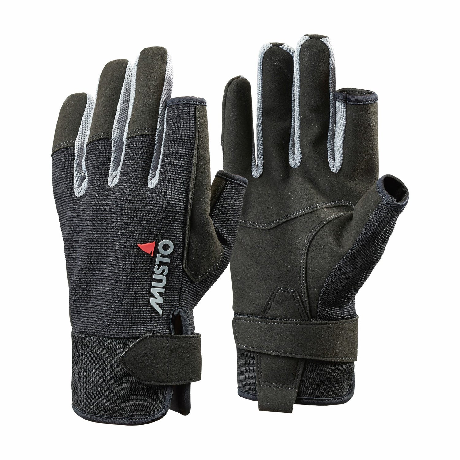MUSTO Segelhandschuhe lange Finger, atmungsaktiv, 4-Wege-Stretch Konstruktion mit Schutzflächen - XS – XXL schwarz oder rot