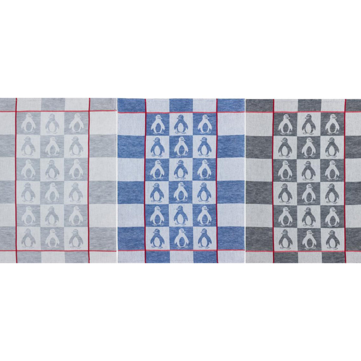 Kracht Küchentücher Set aus Jacquard, Geschirrtücher Leinen-Baumwolle, fusselfrei und saugfähig, Pinguinmuster 3er Set