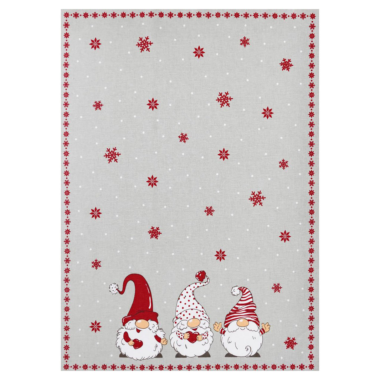 Kracht Geschirrtuch Leinen Baumwolle fusselfrei, Küchentuch Weihnachten, weihnachtliches Wichtelmotiv 70x50 cm