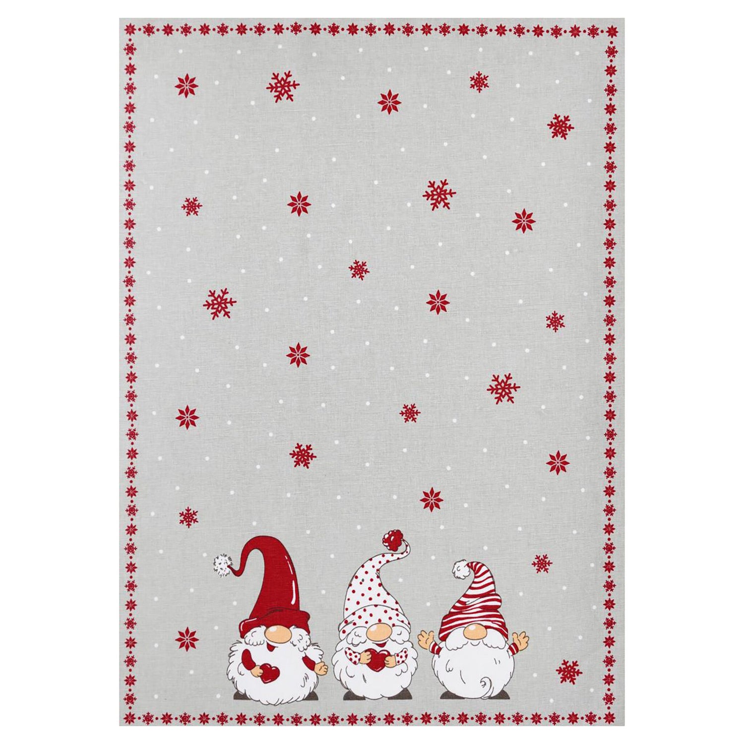 Kracht Geschirrtuch Leinen Baumwolle fusselfrei, Küchentuch Weihnachten, weihnachtliches Wichtelmotiv 70x50 cm