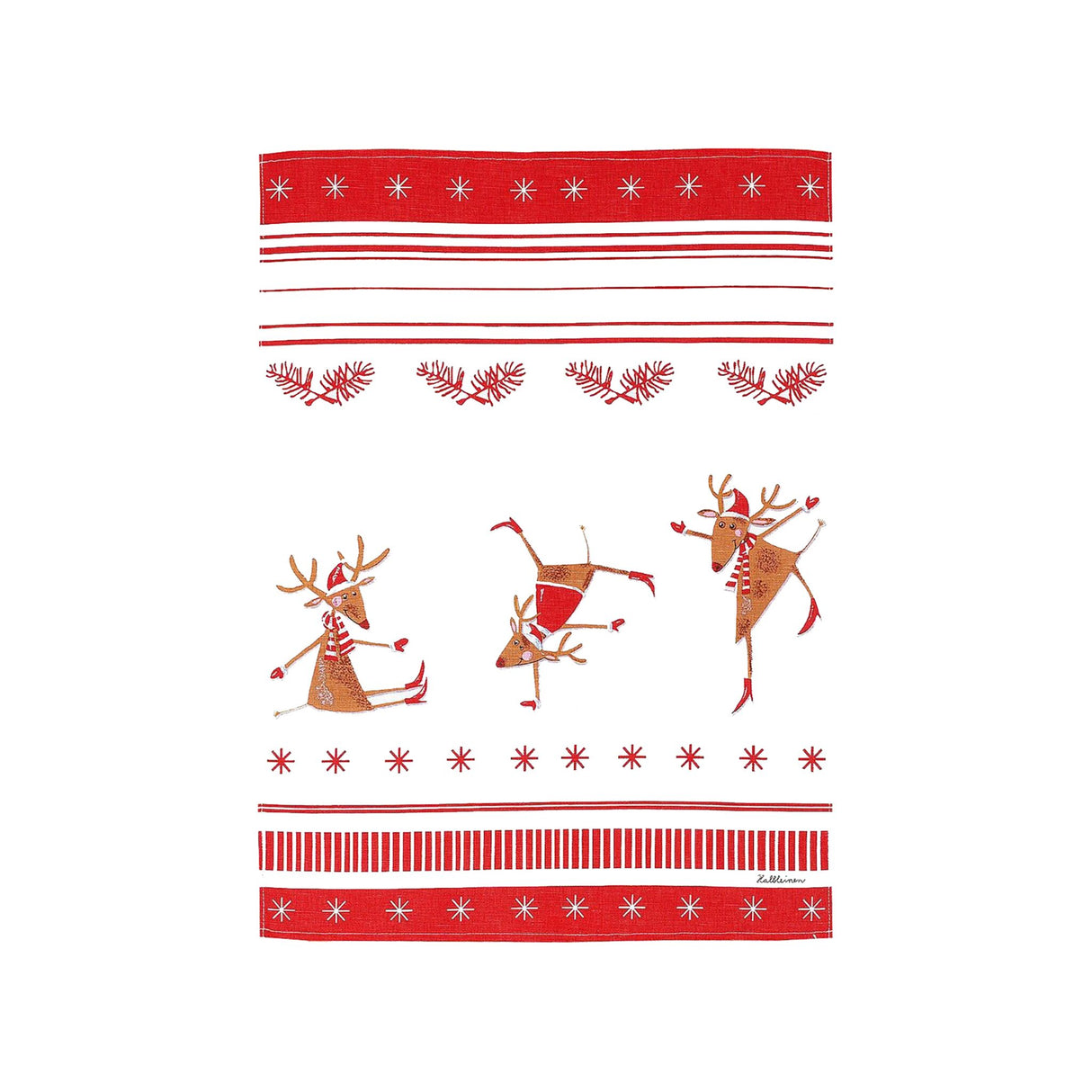 KRACHT tea towel half-linen mix Christmas moose motif, kitchen towel, lint-free drying