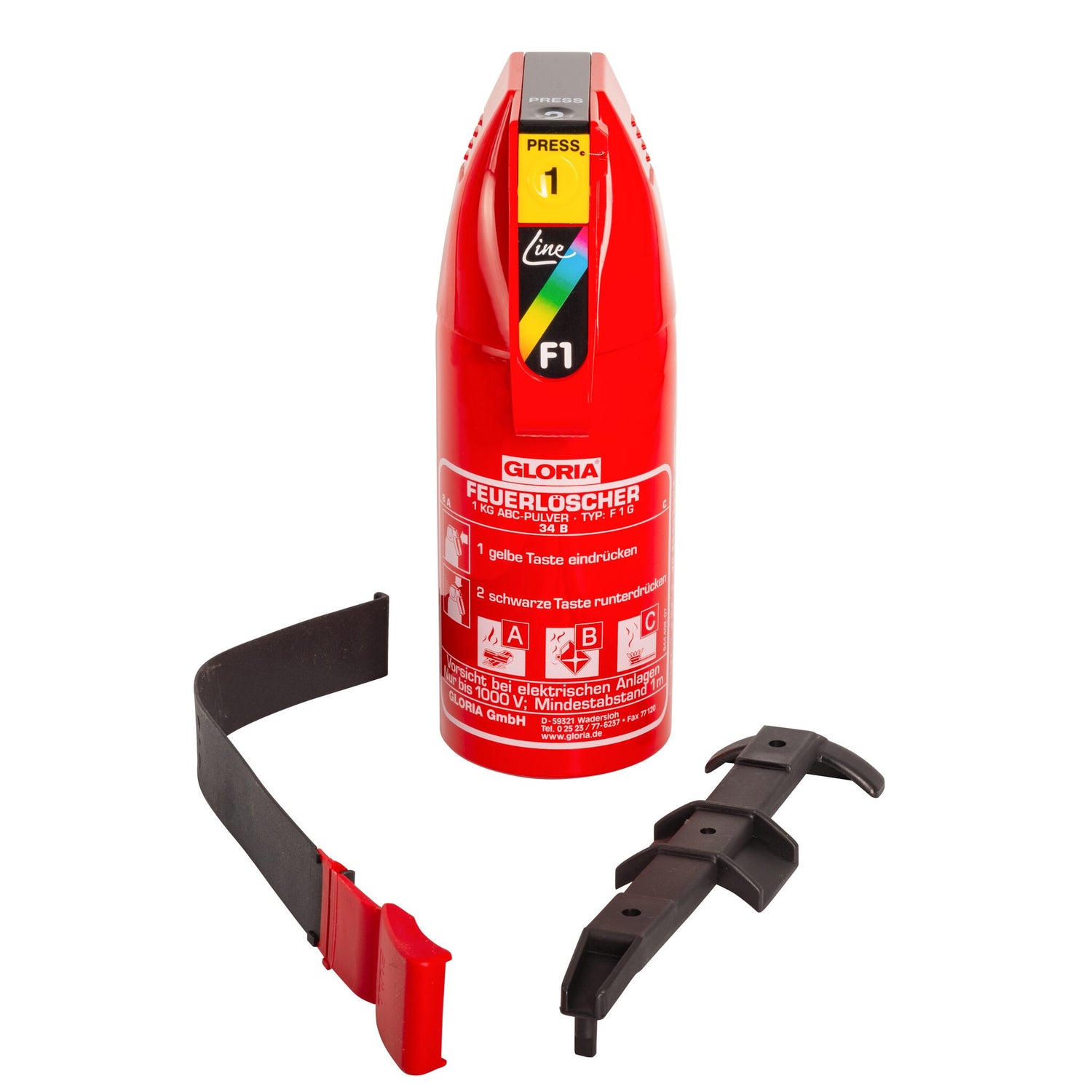 GLORIA Pulver-Feuerlöscher Dauerdruck, hochleistungsfähiger Löscher, nachfüllbar, inklusive Halterung - 1 - 6 kg