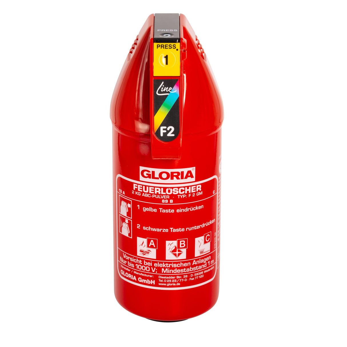 GLORIA Pulver-Feuerlöscher Dauerdruck, hochleistungsfähiger Löscher, nachfüllbar, inklusive Halterung - 1 - 6 kg