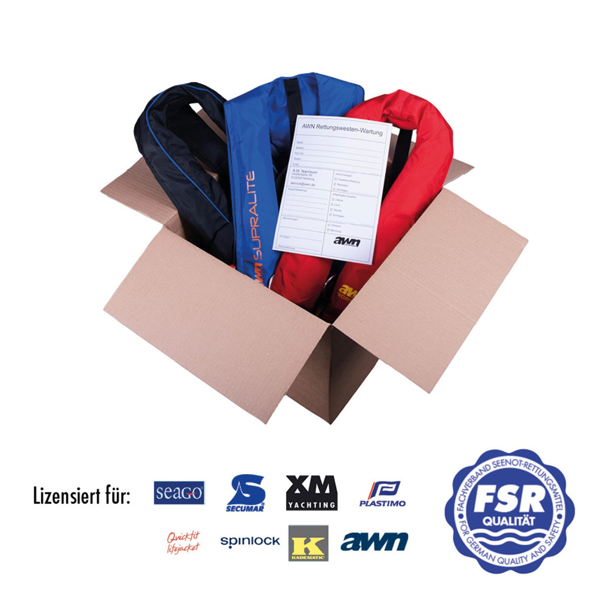 awn lifejacket maintenance package, lifejacket service, including service sticker