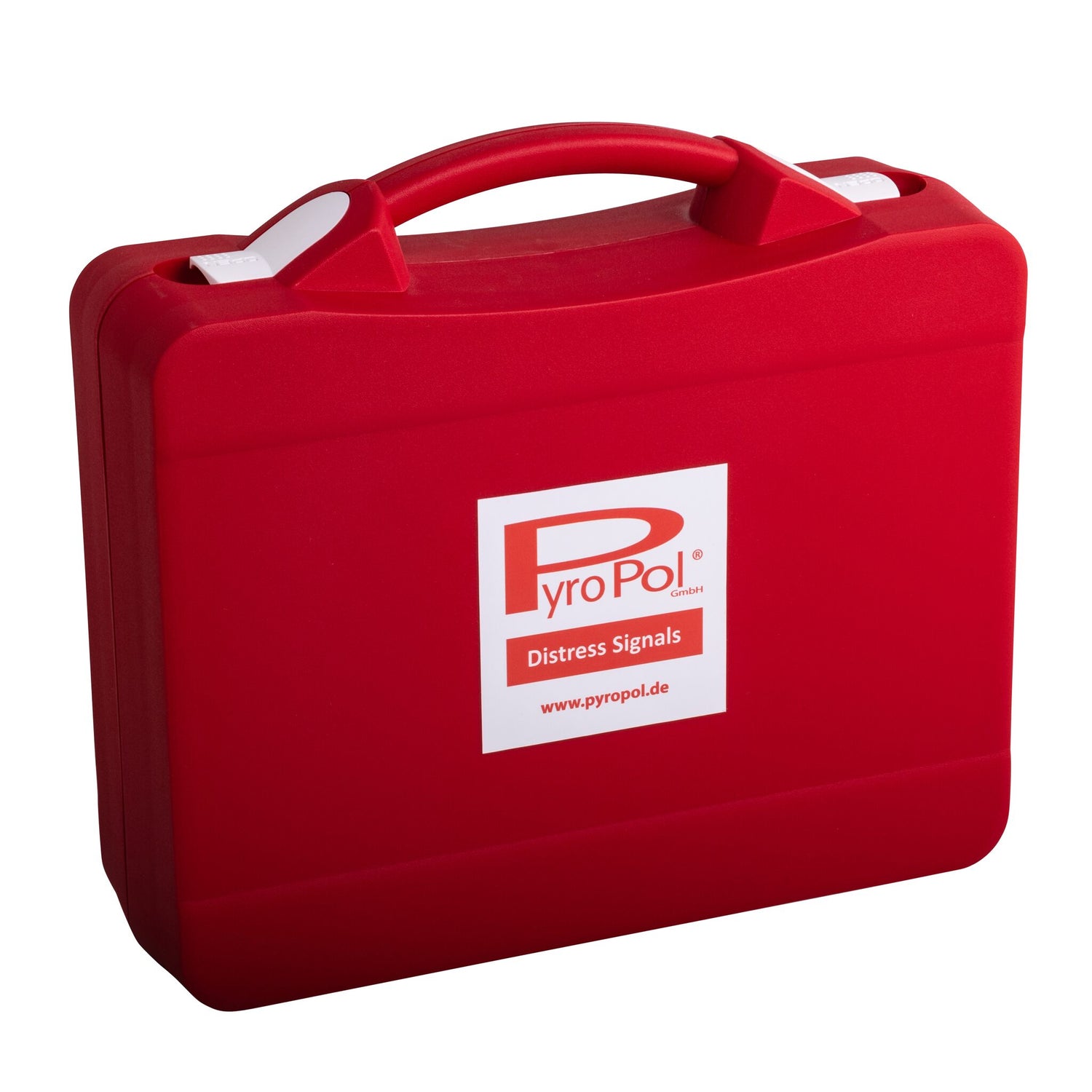 Pyropol storage case for pyrotechnics offshore distress signals, waterproof, safety-certified