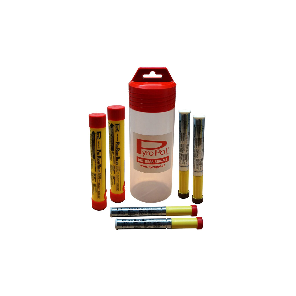 Notsignal-Set Küste Fallschirmraketen & Handfackeln, Seenotsignal, empfohlen für Küste <6 sm