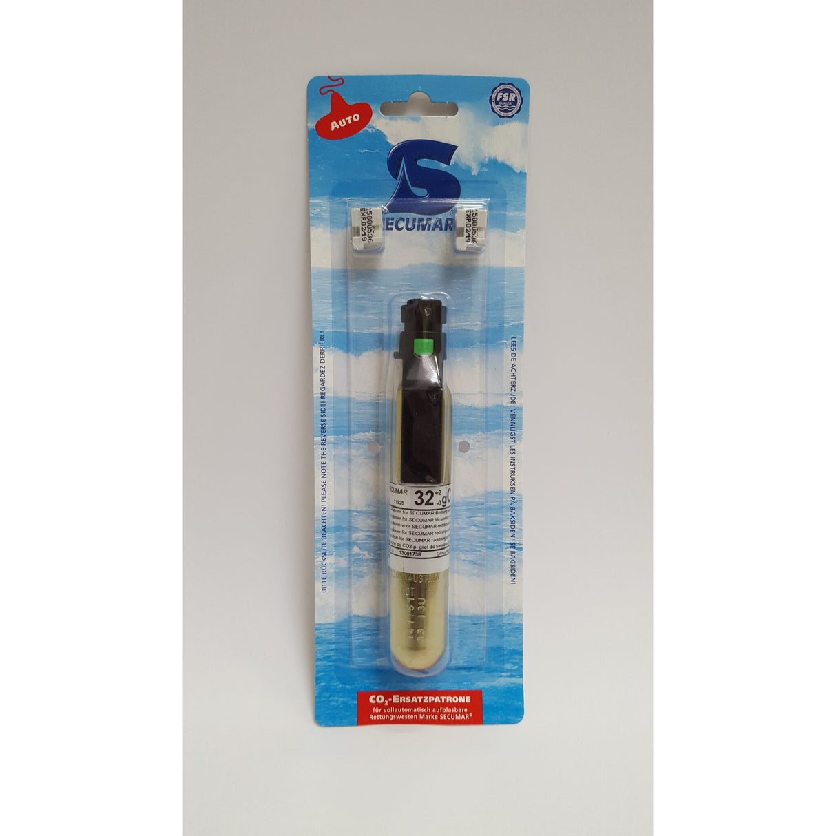 SECUMAR CO²-Ersatzpatrone Bajonett 32g, Rettungswestenzubehör, Original Sicherheit