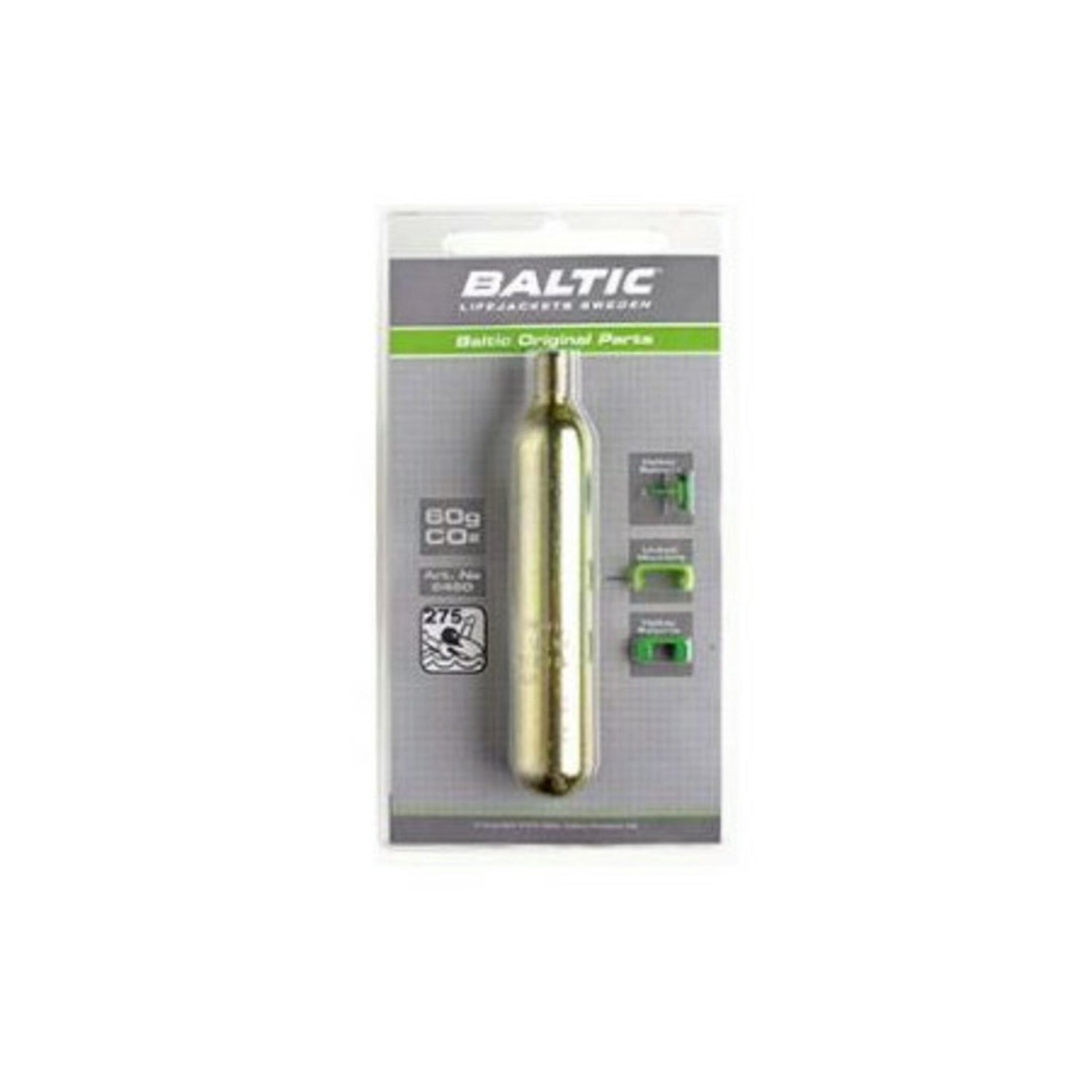 BALTIC Ersatzpatrone CO2-Zylinder 60 g Automatik-Rettungsweste, Sicherheitsclips