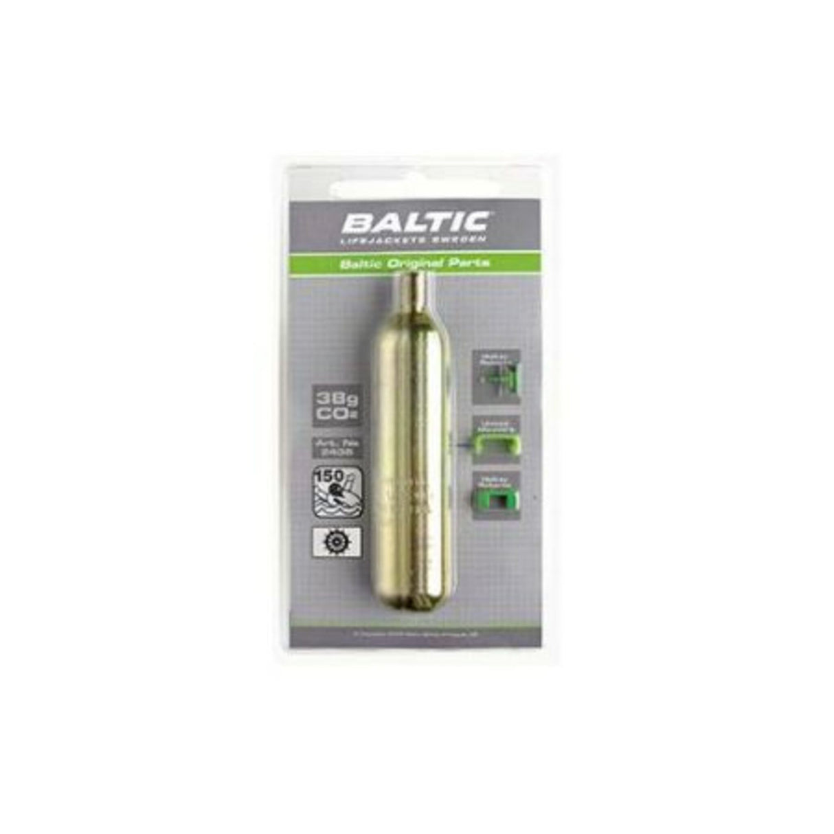 BALTIC LEGEND Ersatzpatrone CO2-Zylinder 38 g Sicherheitsclips, CO2-Patrone, für Automatik-Rettungsweste