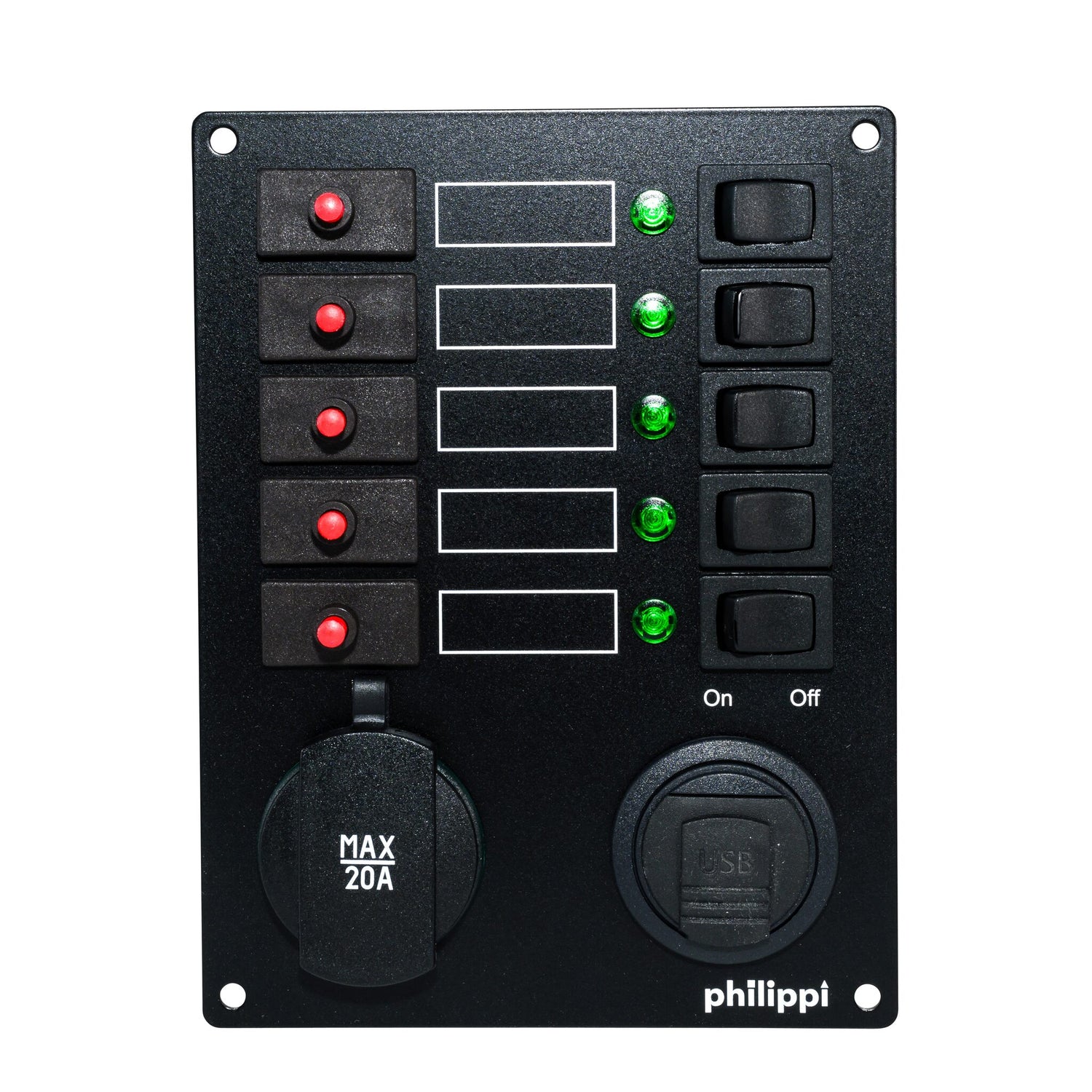 Philippi Stromkreisverteiler Anbau-System mit thermischen E-T-A-Sicherungsautomaten, elektrischer Verteiler für 12 V Anwendungen - (Optional mit Zubehör)