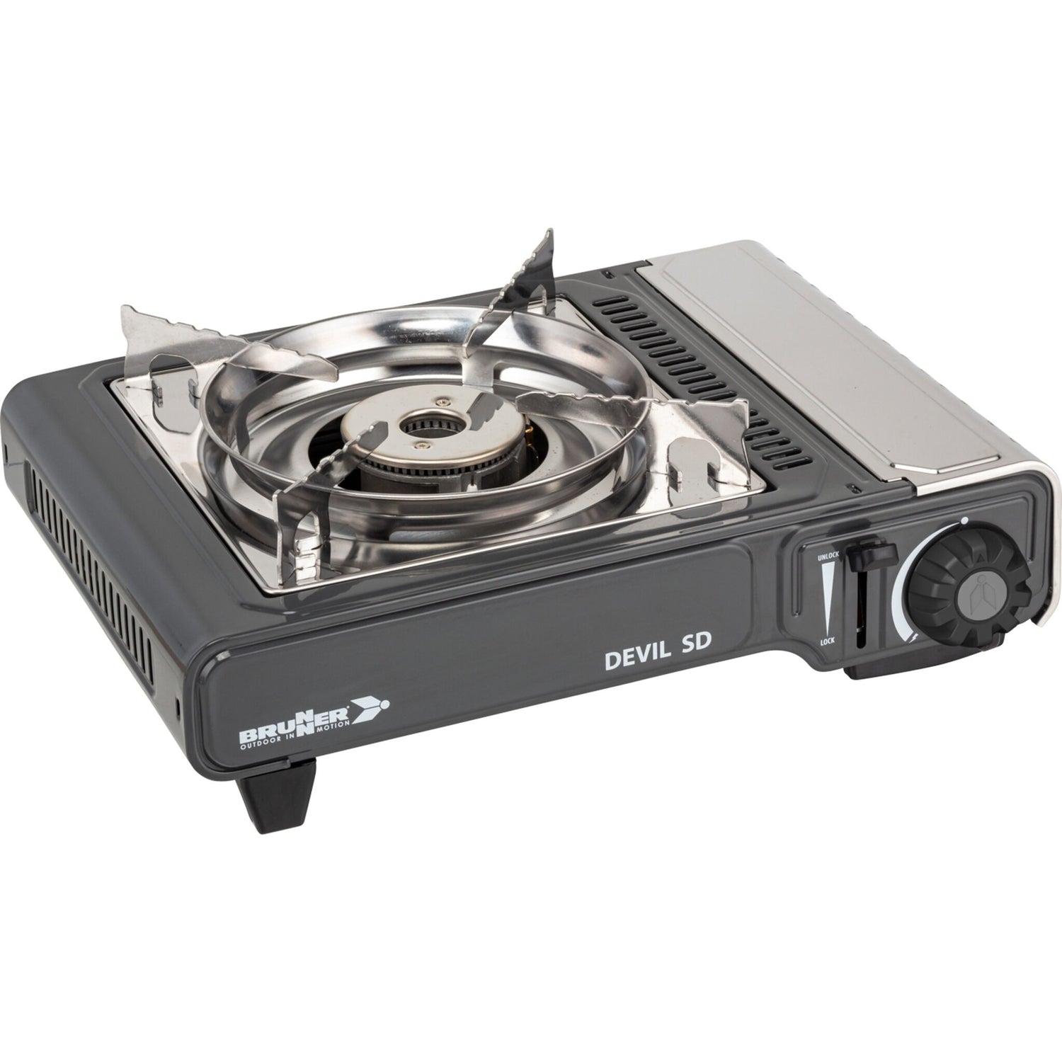 BRUNNER Kartuschen-Gaskocher tragbar, Gas-Kocher Zweiflammenbrenner 2,2 kW, Edelstahl-Piezo-Zündung