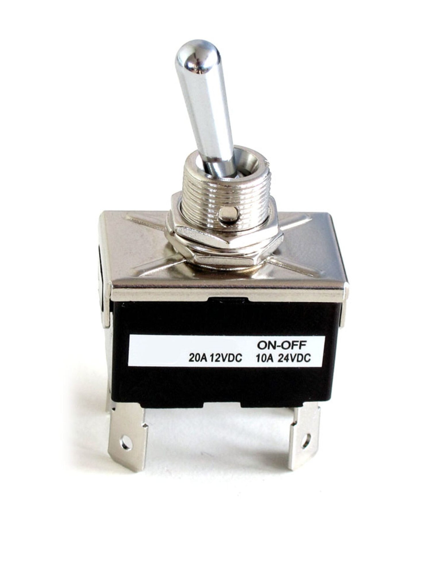Kippschalter 10A 12-24V DC verchromt, Schalter, Ein-Aus-Funktion 2-polig