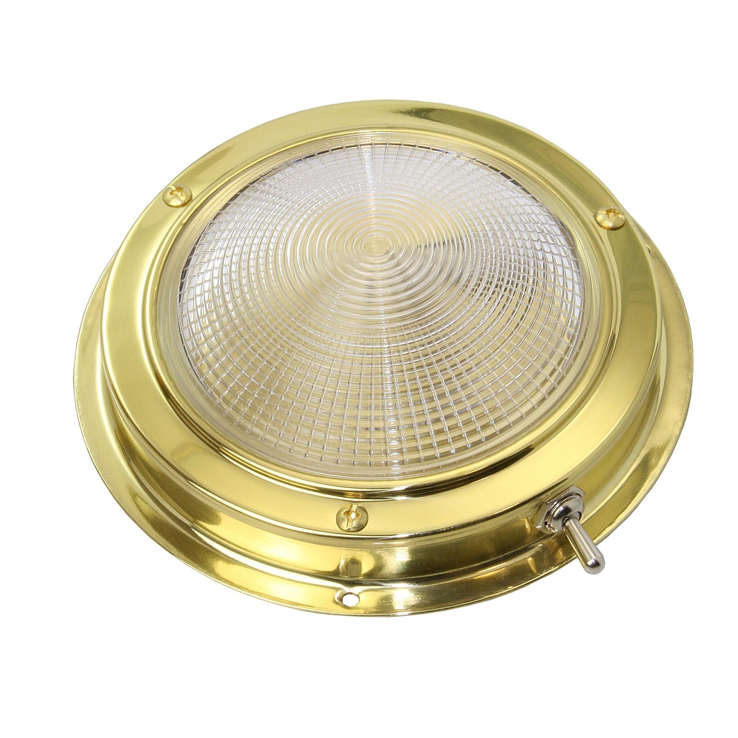 Deckenleuchte 140mm, 12V, Messing poliert, Eingebauter Schalter, Elegante Deckenbeleuchtung