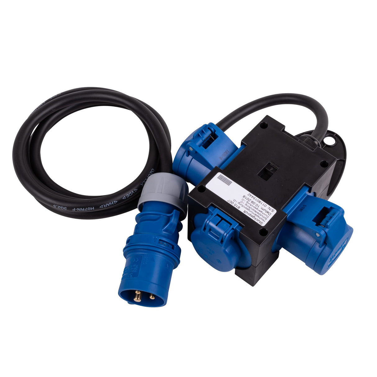 CEE-Verteiler Box 2x 3-polige CEE-Steckdose, Verteiler wasserdicht IP44, 2m Kabel