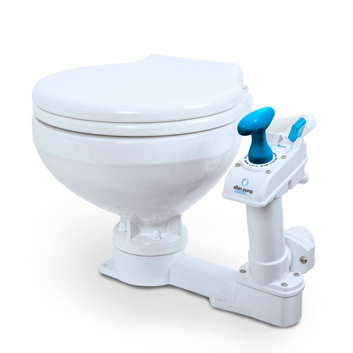 Albin Pump Marine manual on-board toilet, ergonomic hand pump, compact ship toilet for boats - (Optional with accessories)