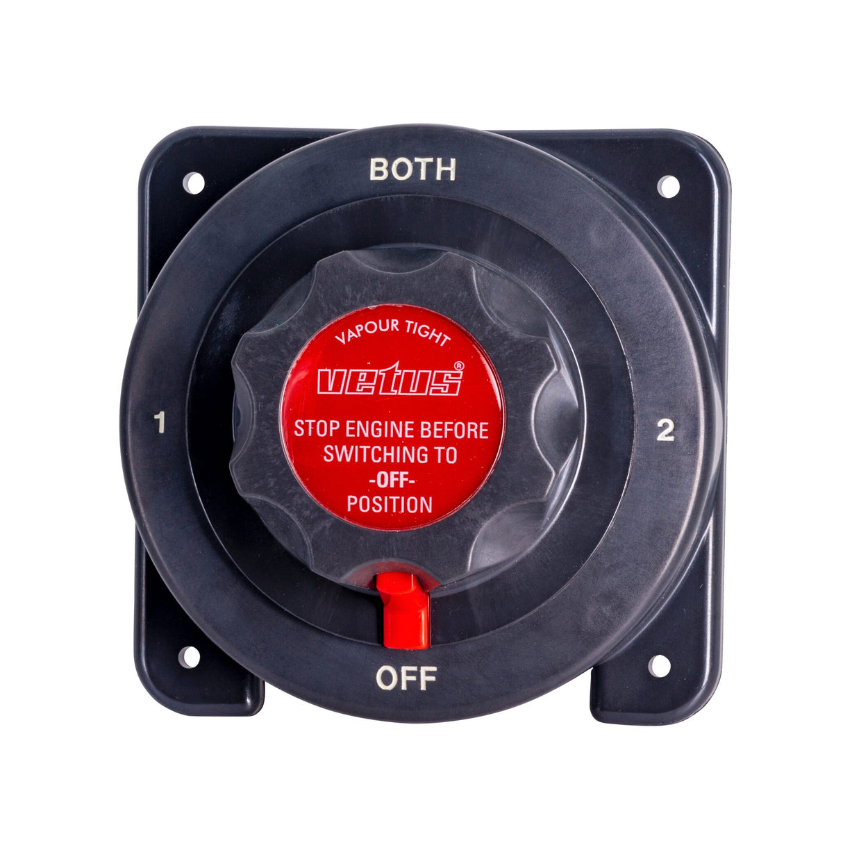 VETUS Batterie-Umschalter 12V/150A robust, Batterieschalter, Schaltung: 1/2/1+2/Aus für Schiffe