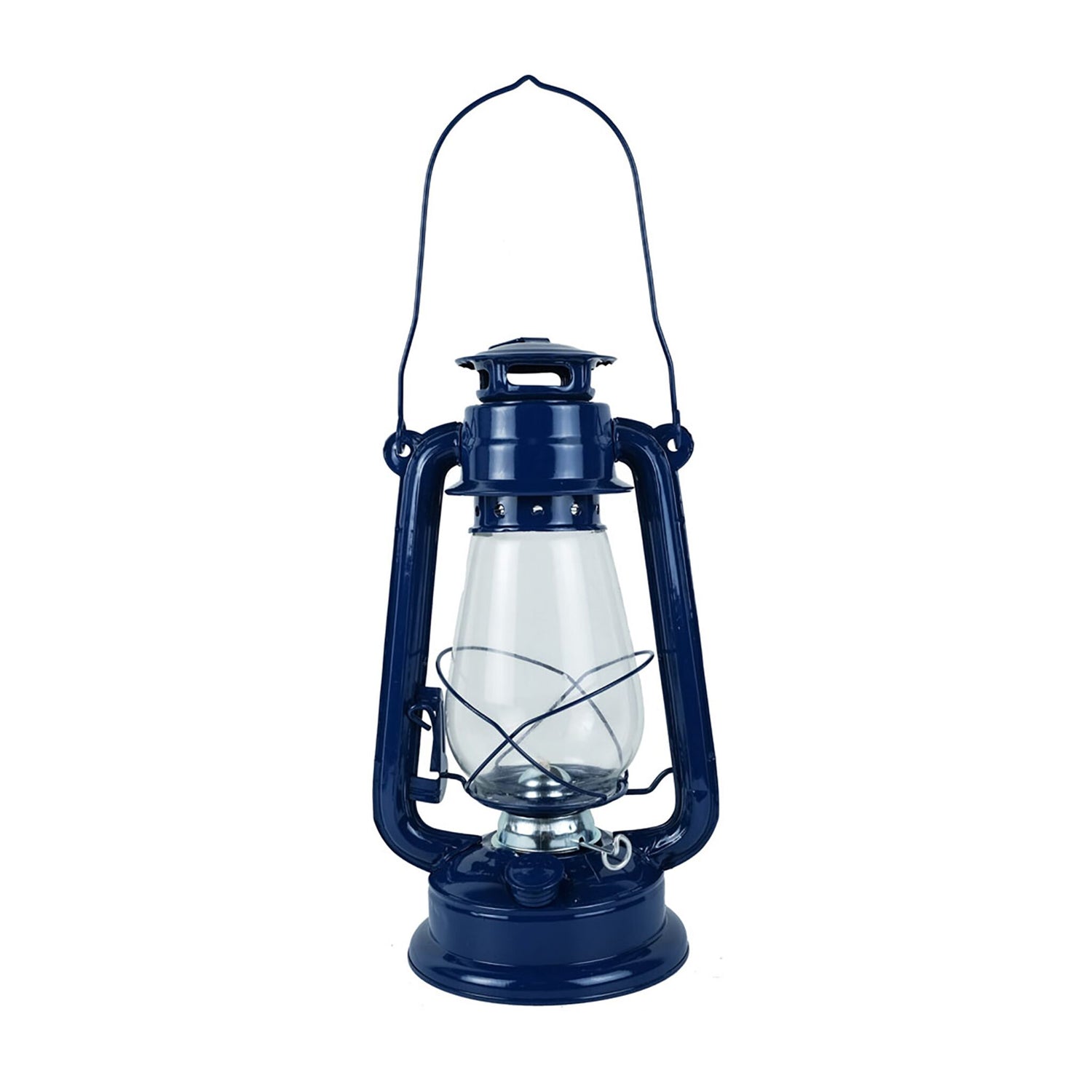 SEA CLUB Petroleum-Sturmlaterne aus Eisen, 31 cm hoch, 14 cm Durchmesser, sturmfest und langlebig - blau, bronze, messing