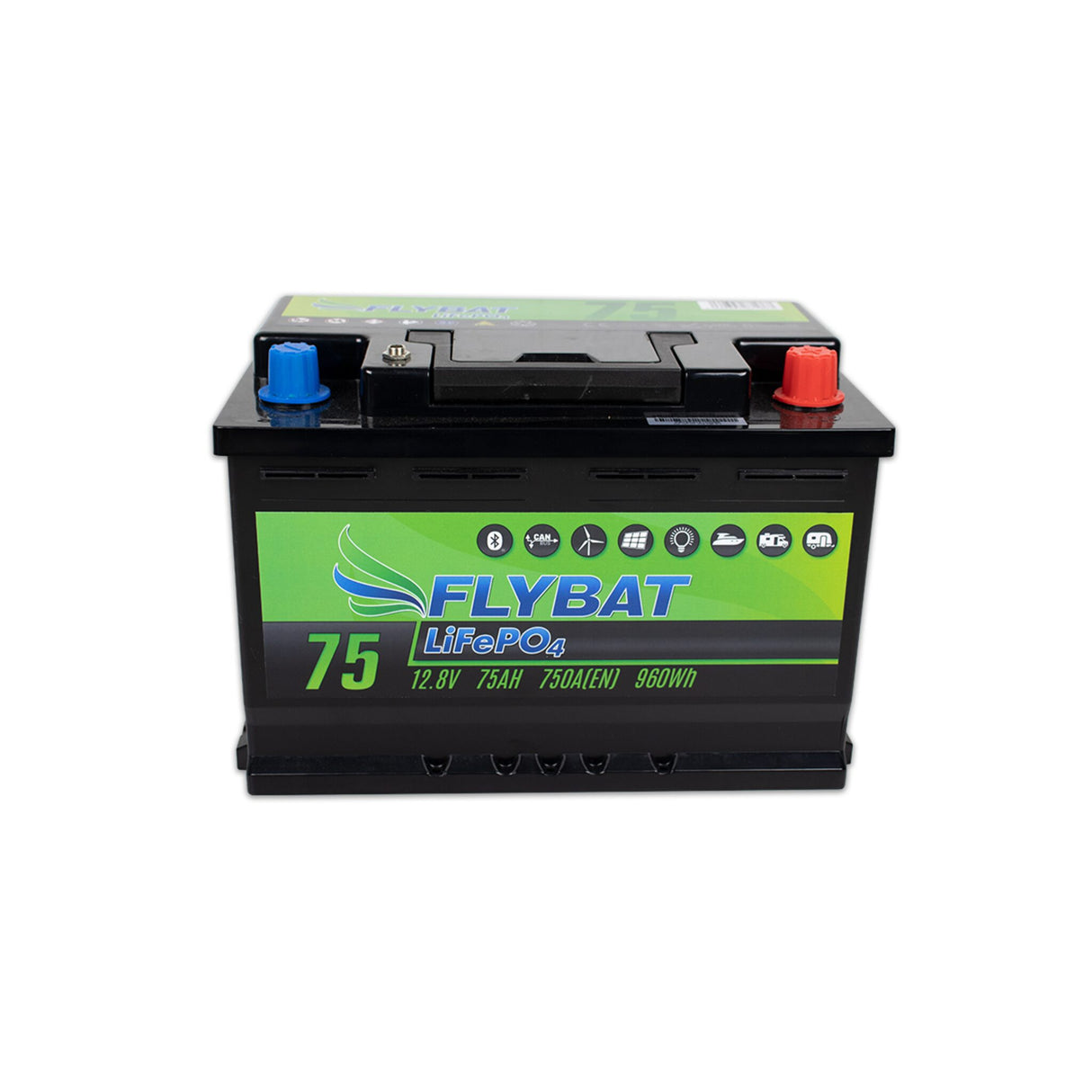 FLYBAT LifePo4 Lithium-Batterie 12V, ultrasichere Versorgungsbatterie, mit integrierten BMS und App-Überwachung - 50 - 165 Ah