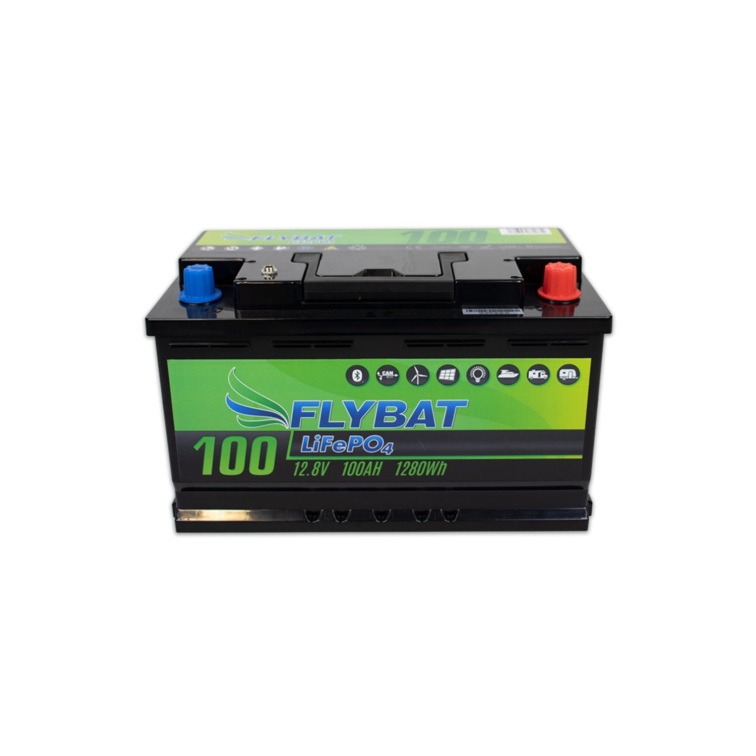 FLYBAT LifePo4 Lithium-Batterie 12V, ultrasichere Versorgungsbatterie, mit integrierten BMS und App-Überwachung - 50 - 165 Ah